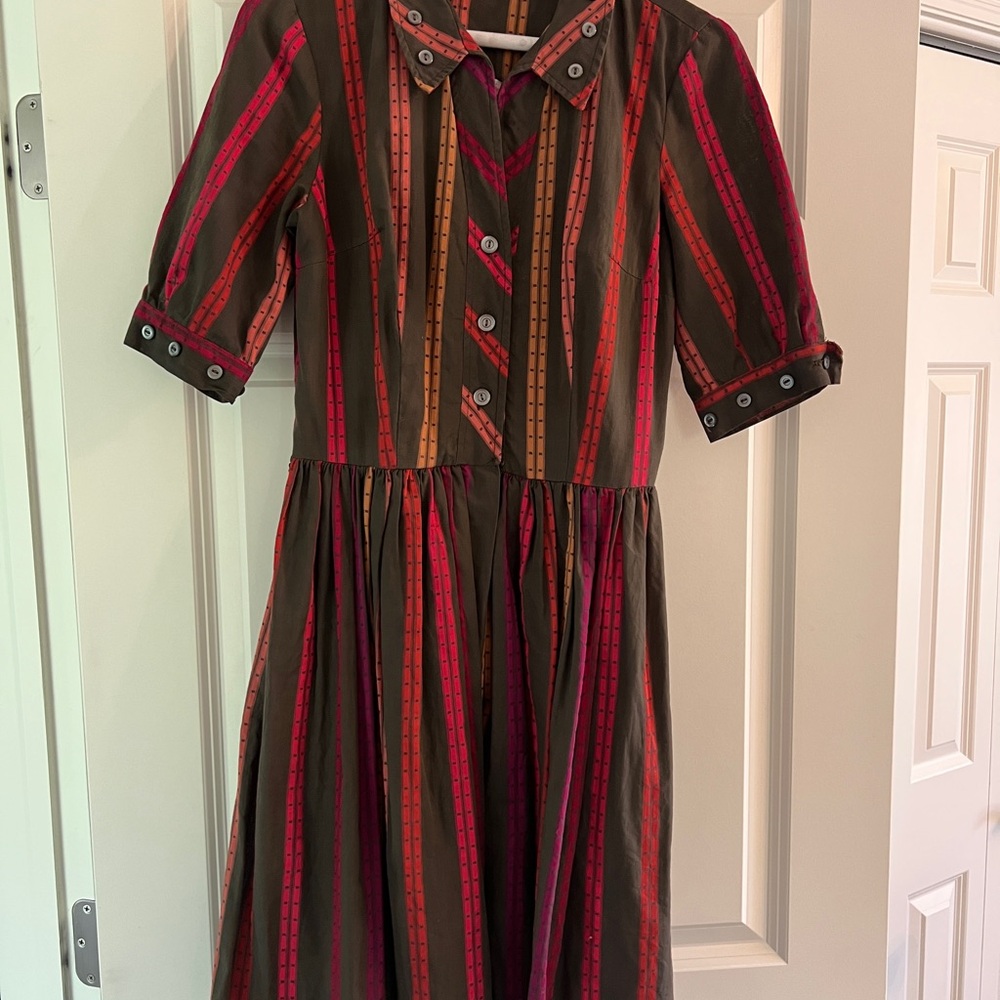 Striped Dress with Button Details